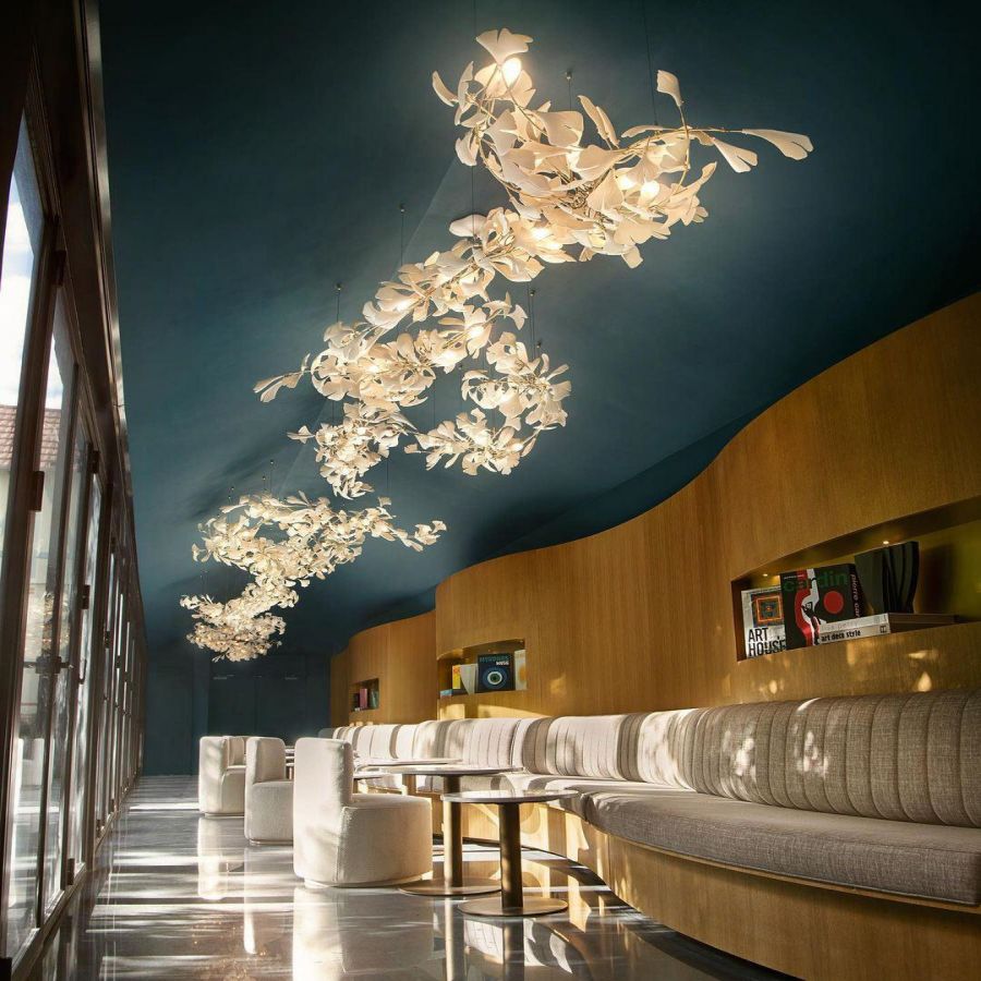 Bustling Ceramic Ginkgo Leaf Chandelier-MEET LIGHTING