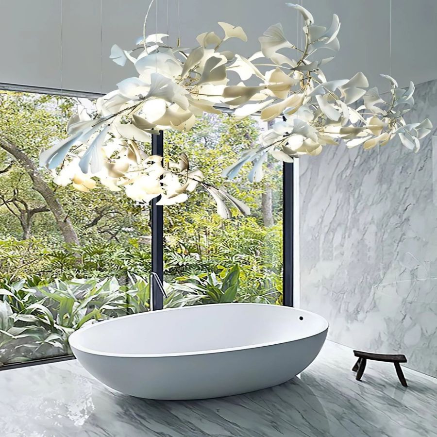Bustling Ceramic Ginkgo Leaf Chandelier-MEET LIGHTING