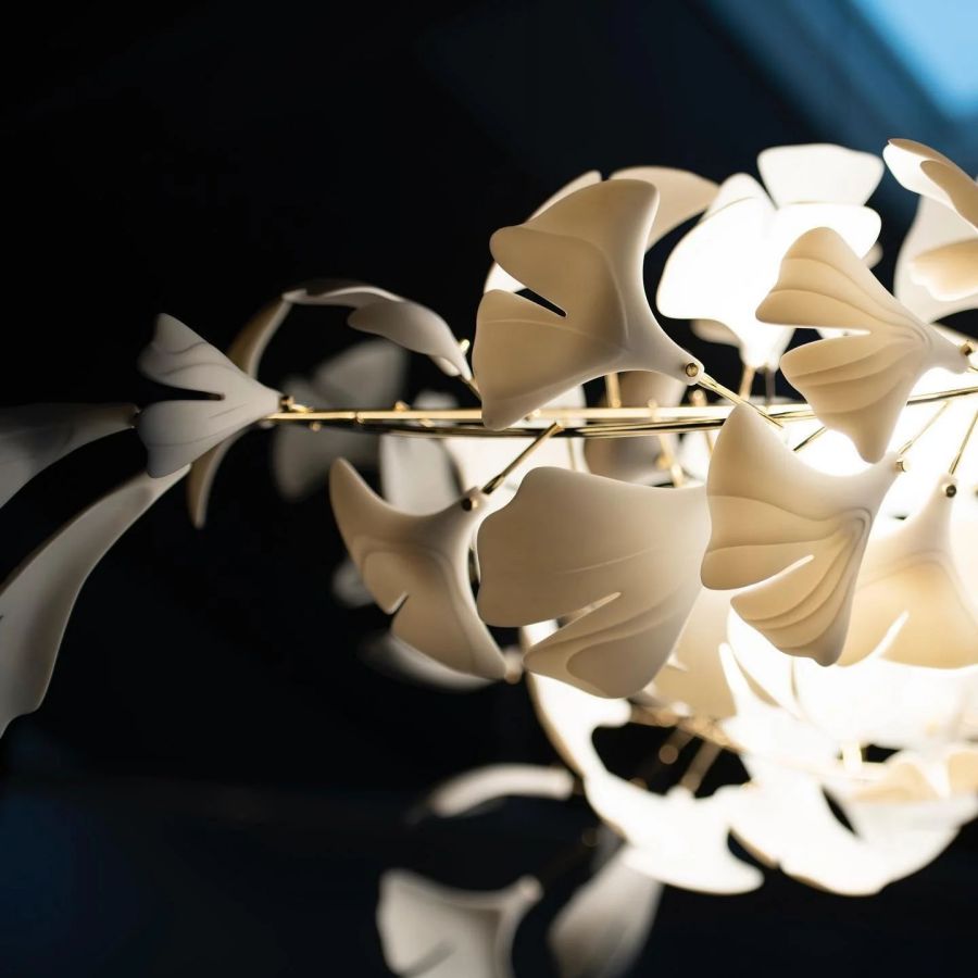 Bustling Ceramic Ginkgo Leaf Chandelier-MEET LIGHTING
