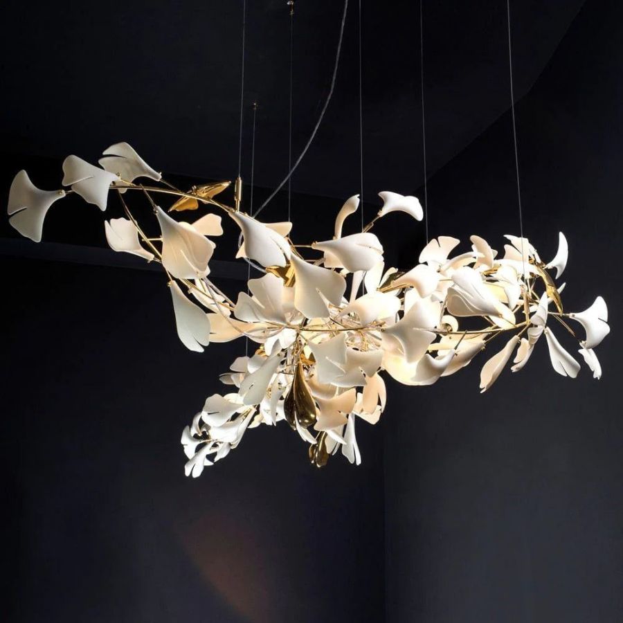 Bustling Ceramic Ginkgo Leaf Chandelier-MEET LIGHTING