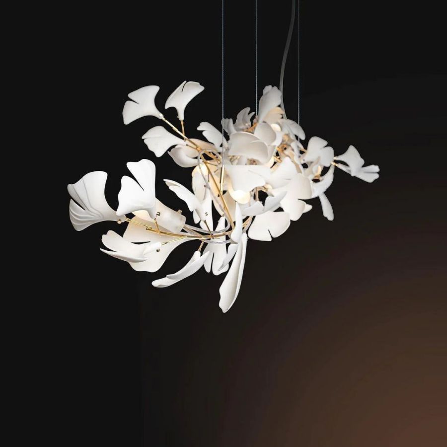Bustling Ceramic Ginkgo Leaf Chandelier-MEET LIGHTING