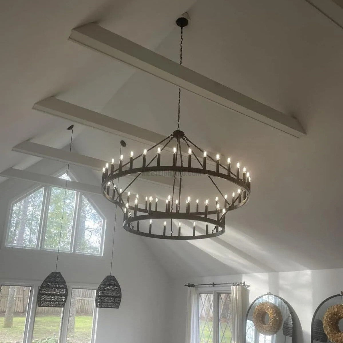 Camino Vintage Candelabra 2-Tier Round Chandelier-MEET LIGHTING