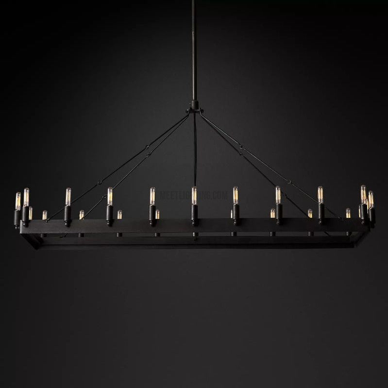 Camino Vintage Filament Rectangular Chandelier 41" 52"-MEET LIGHTING