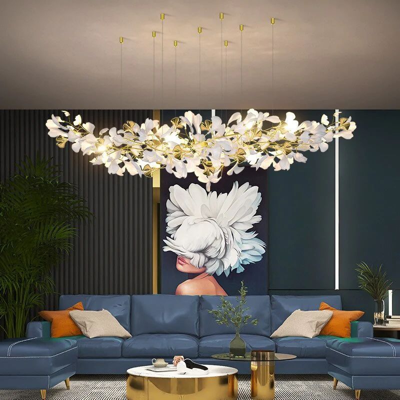 Ceramic Ginkgo Branch Chandelier Light-MEET LIGHTING