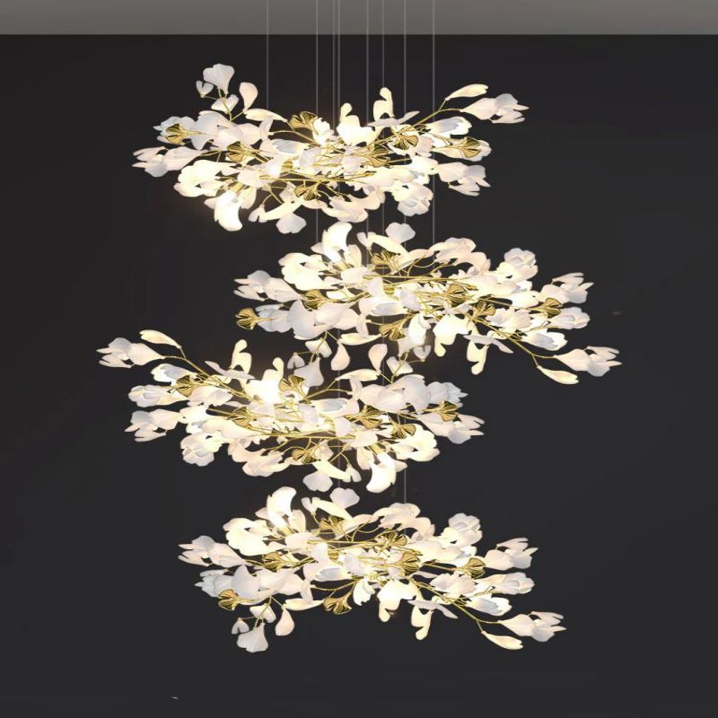 Ceramic Ginkgo Cascading Chandelier-MEET LIGHTING