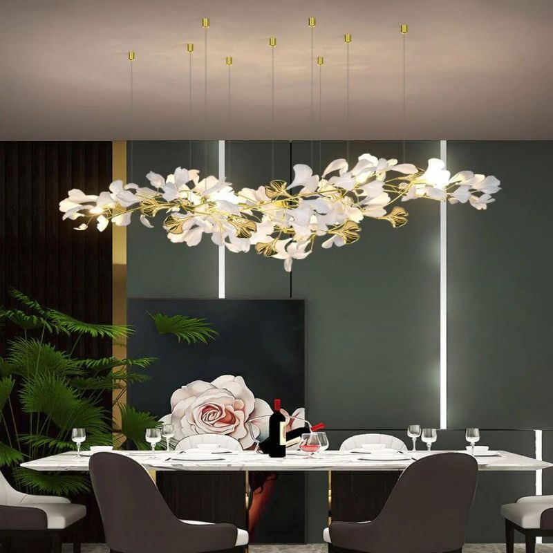 Ceramic Ginkgo D Branch Chandelier-MEET LIGHTING