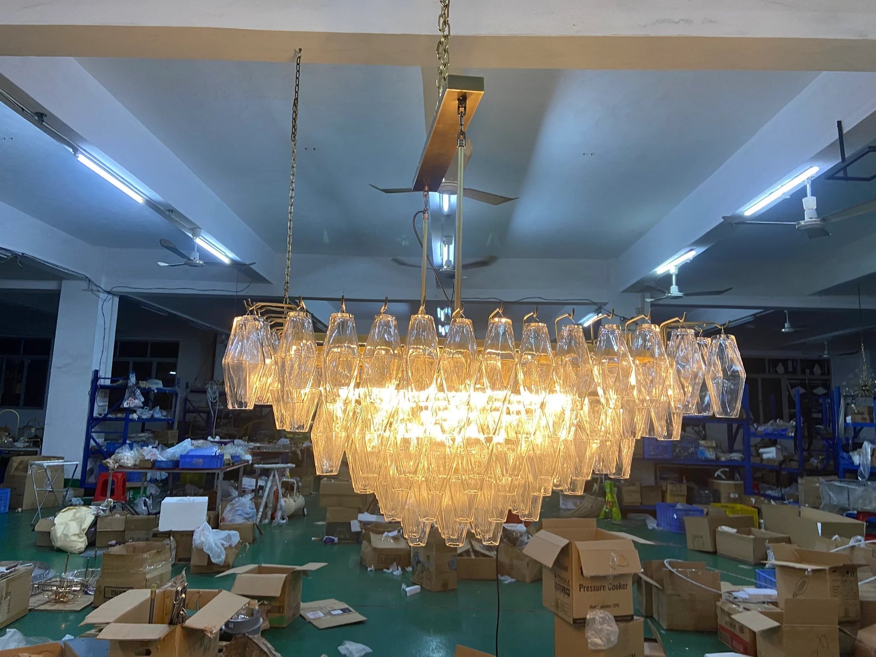 Chiaray Glass Multi-Tier Square Chandelier 32"SQ