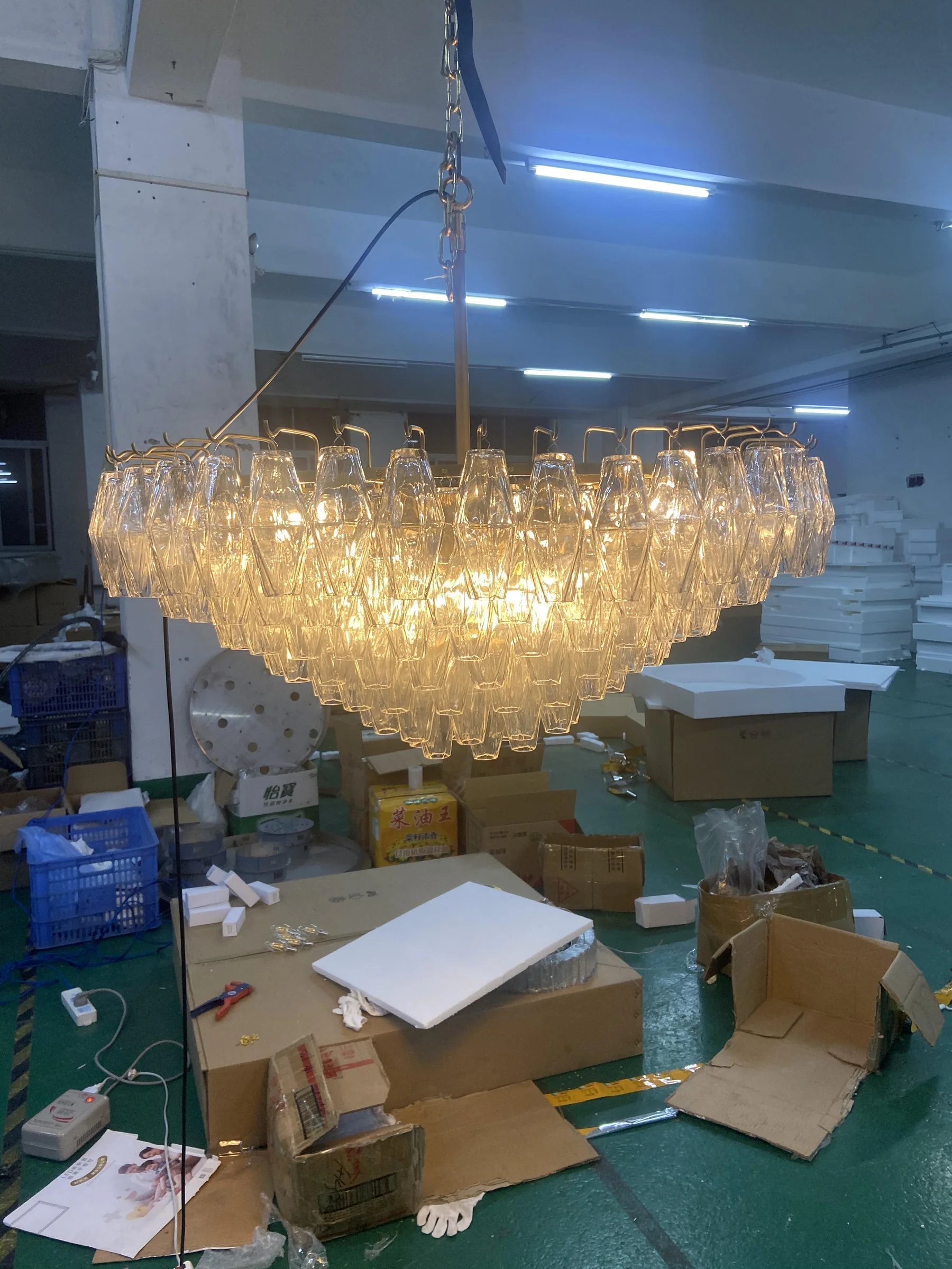 Chiaray Glass Multi-Tier Square Chandelier 32"SQ