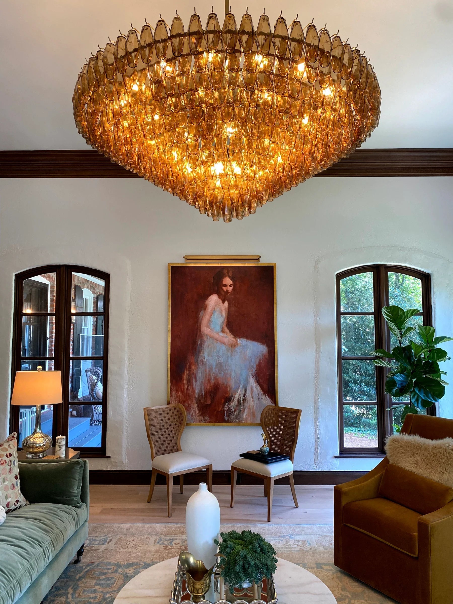 Chiaray Glass Multi-Tier Round Chandelier 61"