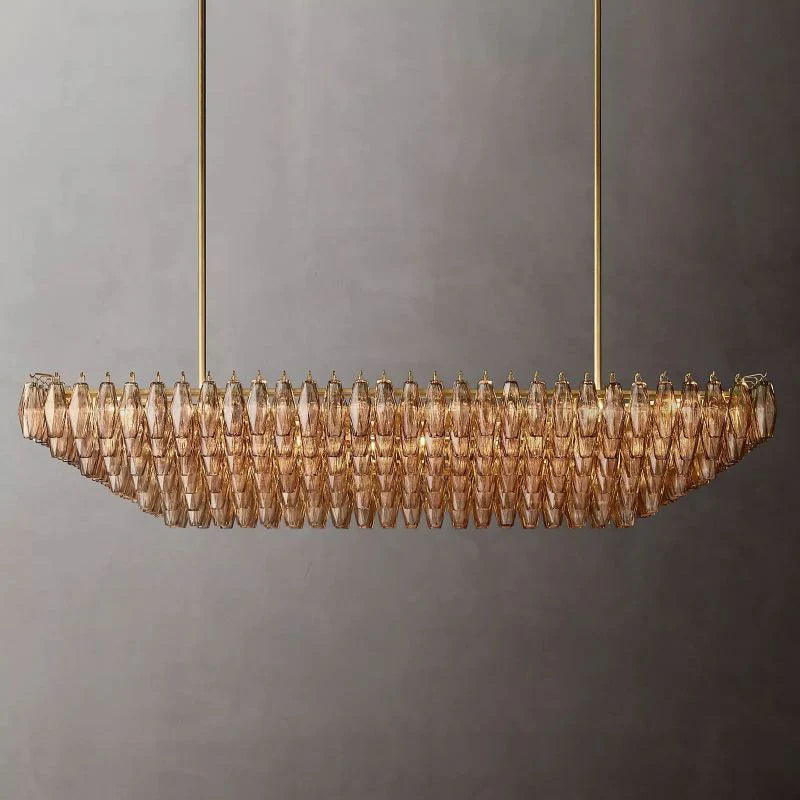 Chiaray Glass Tiered Rectangular Chandelier 74"