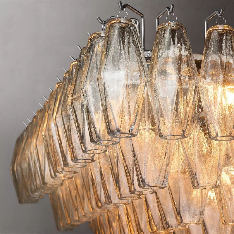 Chiaray Glass Tiered Rectangular Chandelier 74"