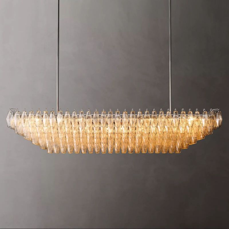 Chiaray Glass Tiered Rectangular Chandelier 74"