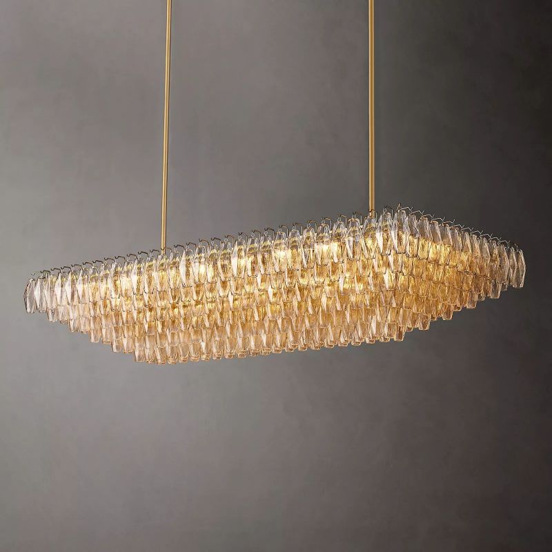 Chiaray Glass Tiered Rectangular Chandelier 74"