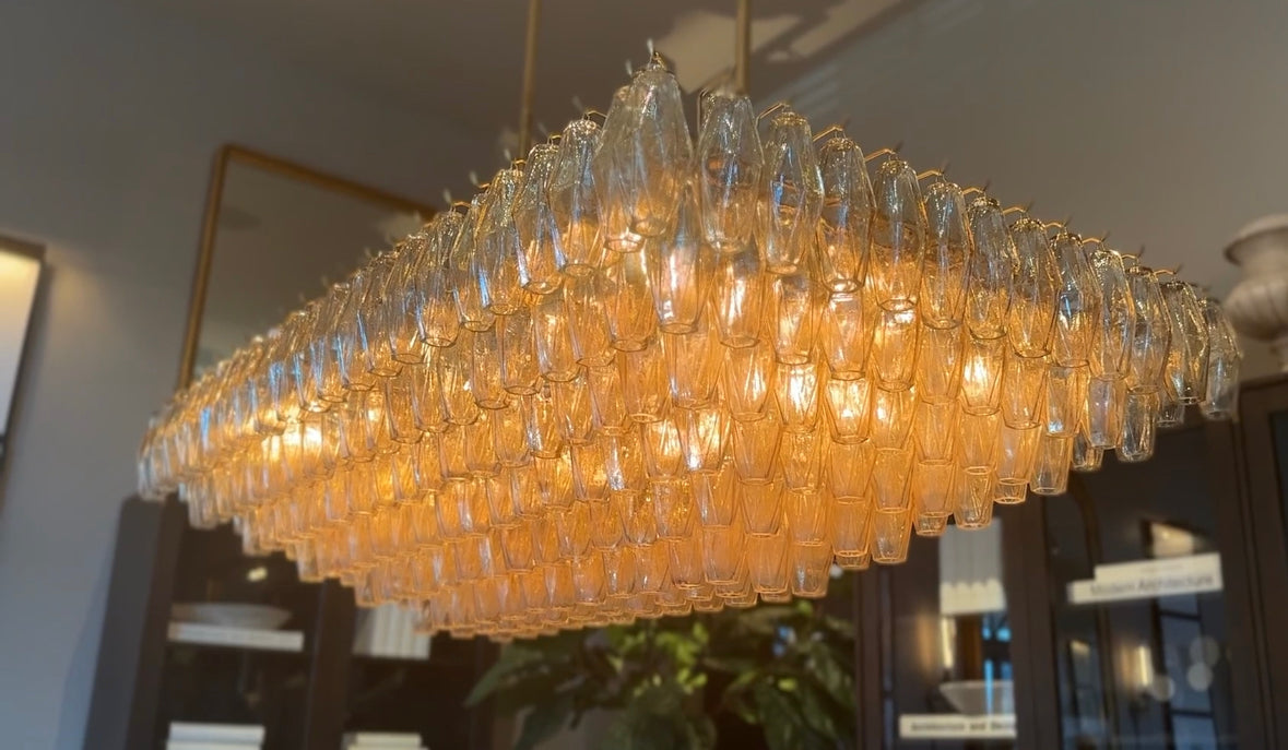 Chara Glass Rectangular Chandelier 54"W-MEET LIGHTING