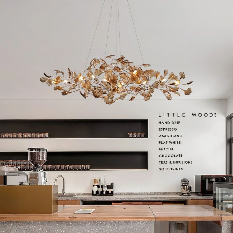 Colorful Glass Ginkgo Leaf Chandelier-MEET LIGHTING