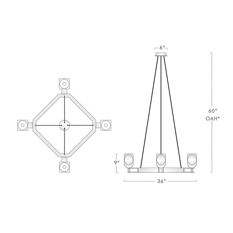 Cono Crystal Square Chandelier 36"-MEET LIGHTING