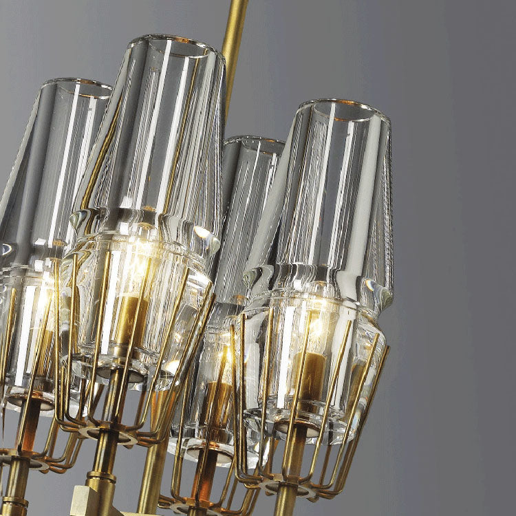 David Glass Round Chandelier Brass-MEET LIGHTING