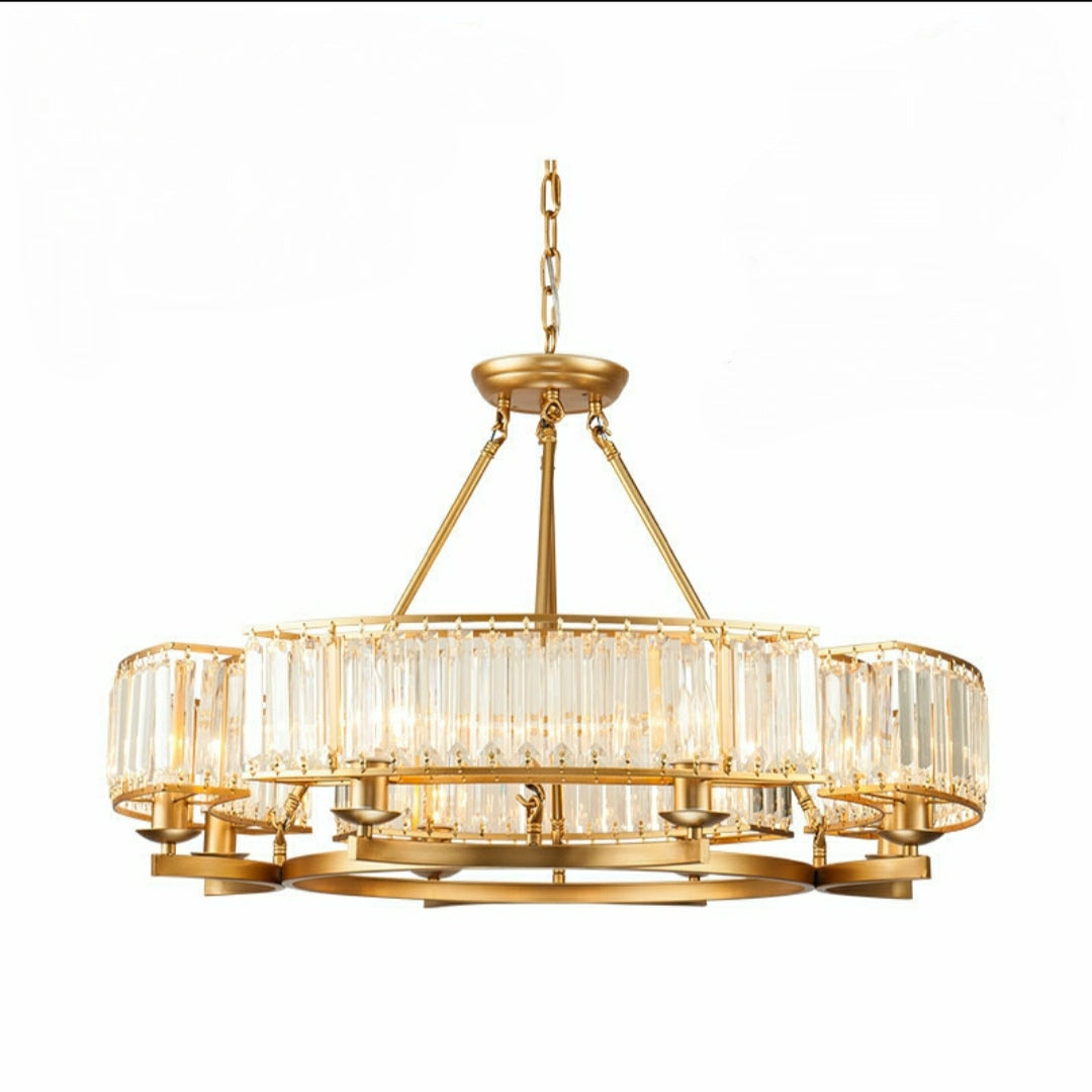 Decorative 6/ 8/ 10/ 12-Light Crystal Ceiling Chandelier Triangular Prism Island Light Fixture Metal Shade for Living Room-MEET LIGHTING
