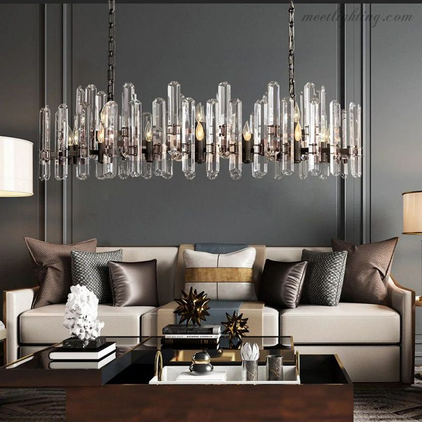 Bonnington Crystal Linear Chandelier 72"-MEET LIGHTING