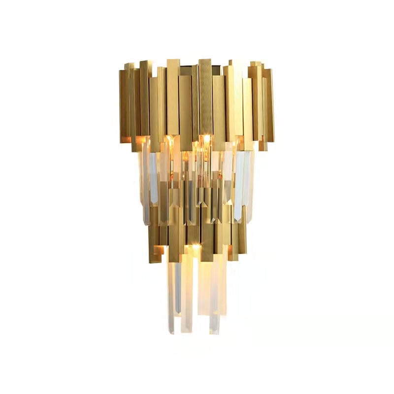 Gold/Silver Round Modern Tiered Metal Crystal Chandelier-MEET LIGHTING