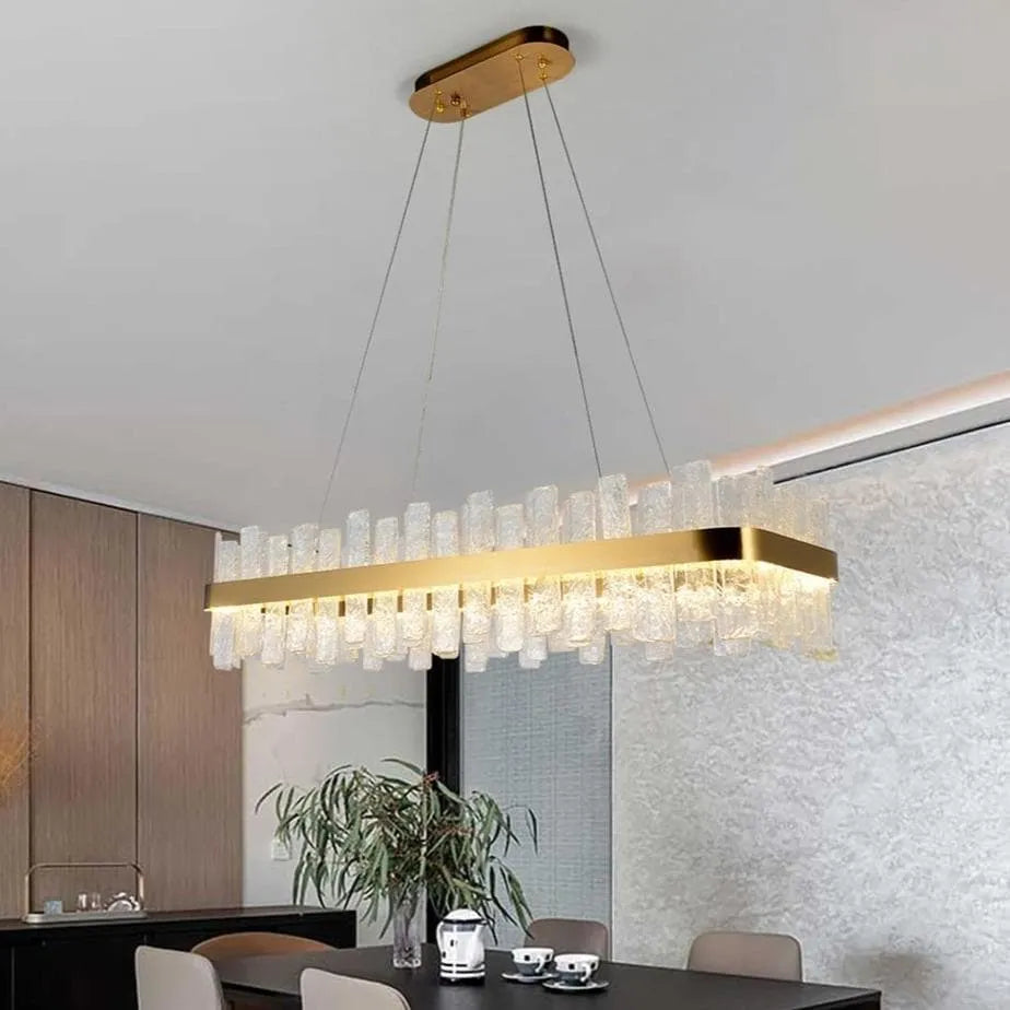 Flake Crystal Rectangle Chandelier-MEET LIGHTING