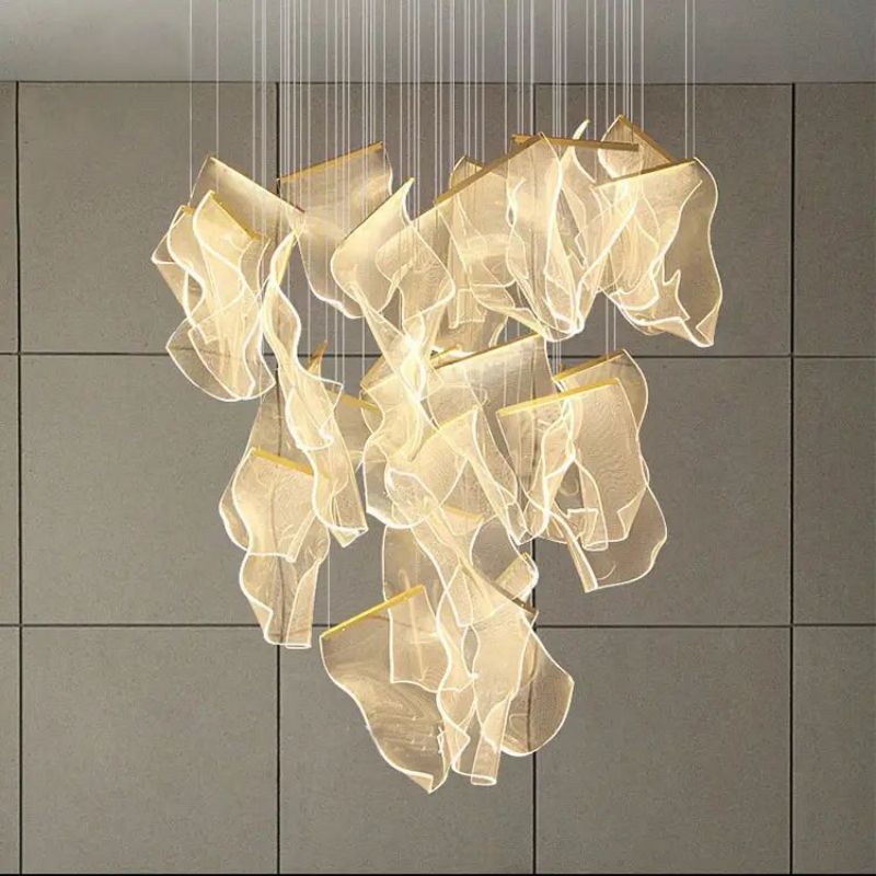 Flame Round Chandelier For Staircase-MEET LIGHTING