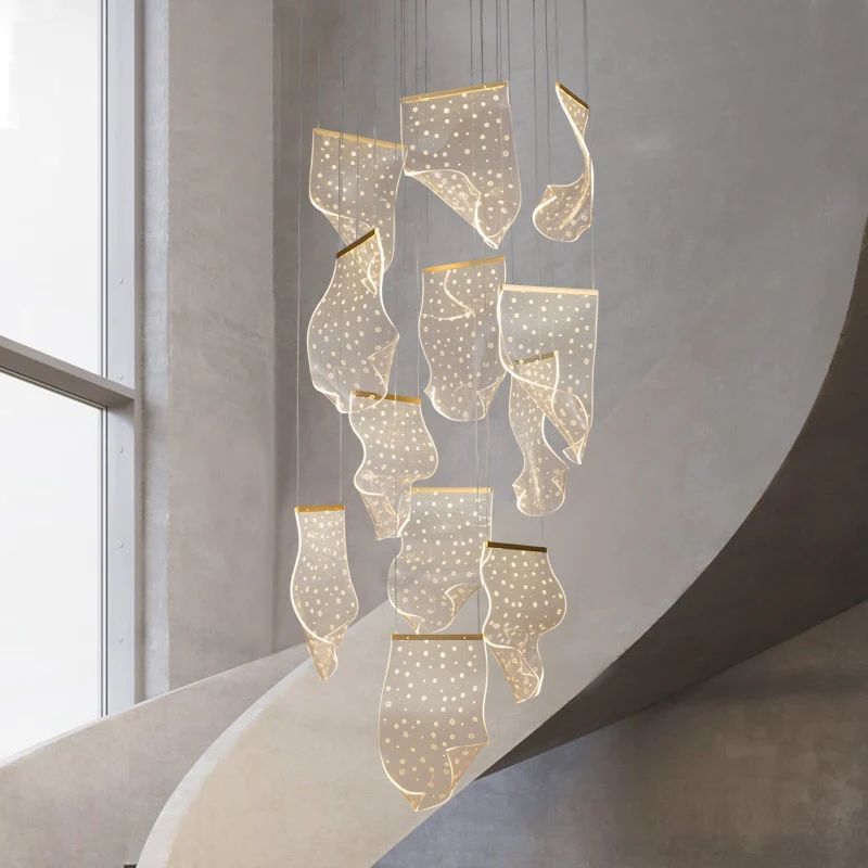 Flame Round Chandelier For Staircase-MEET LIGHTING