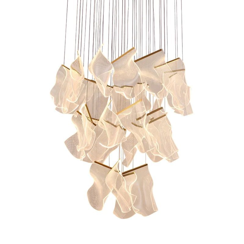 Flame Round Chandelier For Staircase-MEET LIGHTING
