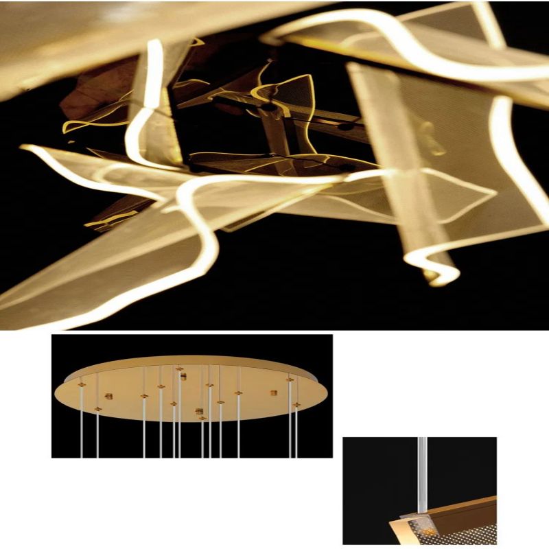 Flame Round Chandelier For Staircase-MEET LIGHTING