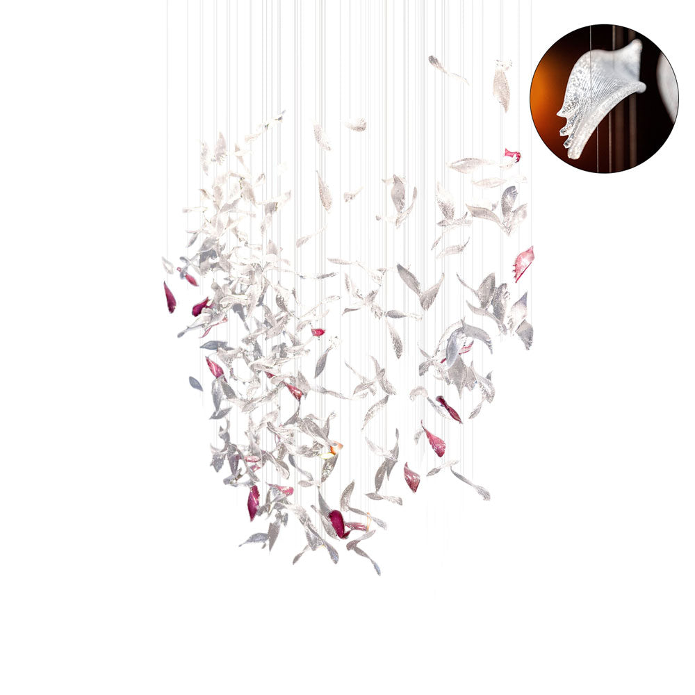 Flying Glass Feather Chandelier-MEET LIGHTING