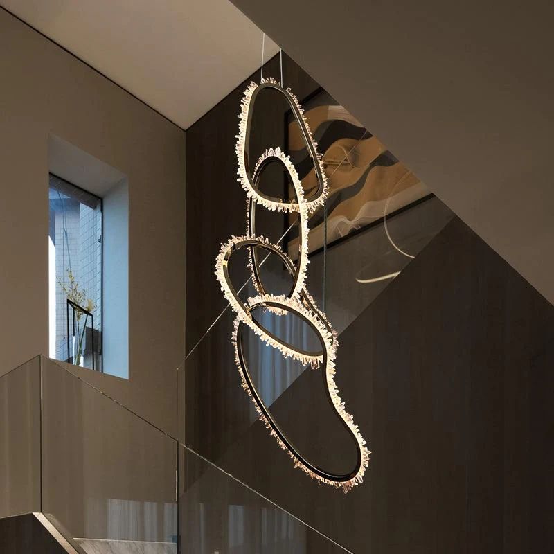 Gina Rock Crystal Irregular Round Chandelier-MEET LIGHTING