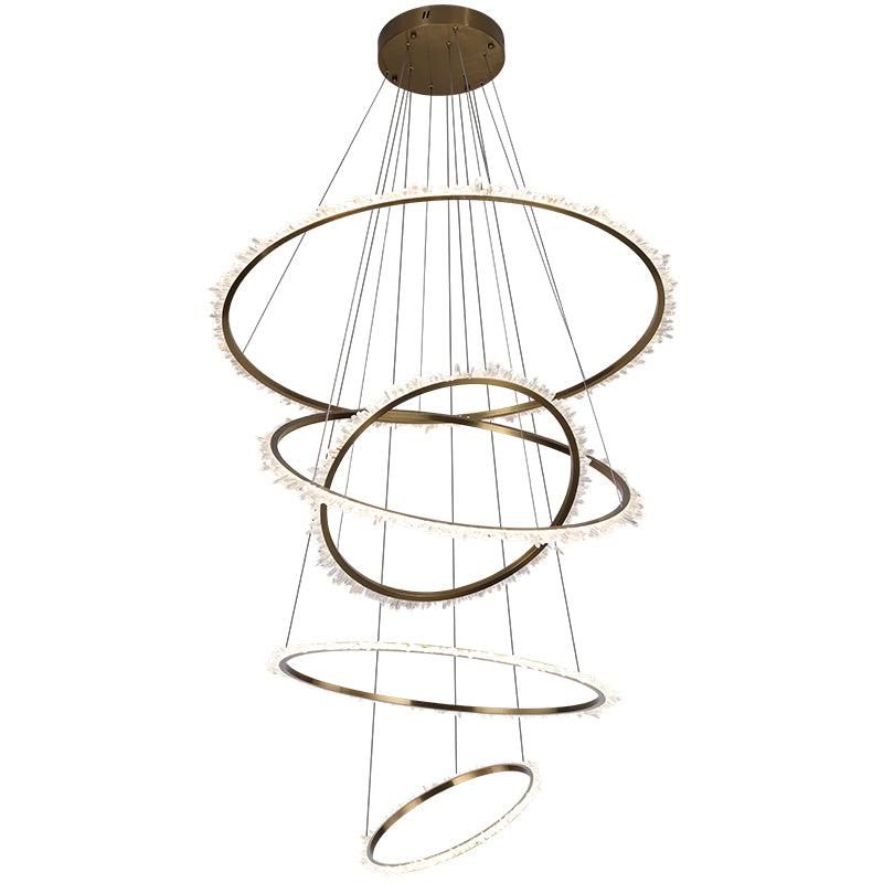 Gina Rock Crystal Multi Rings Chandelier For Staircase-MEET LIGHTING