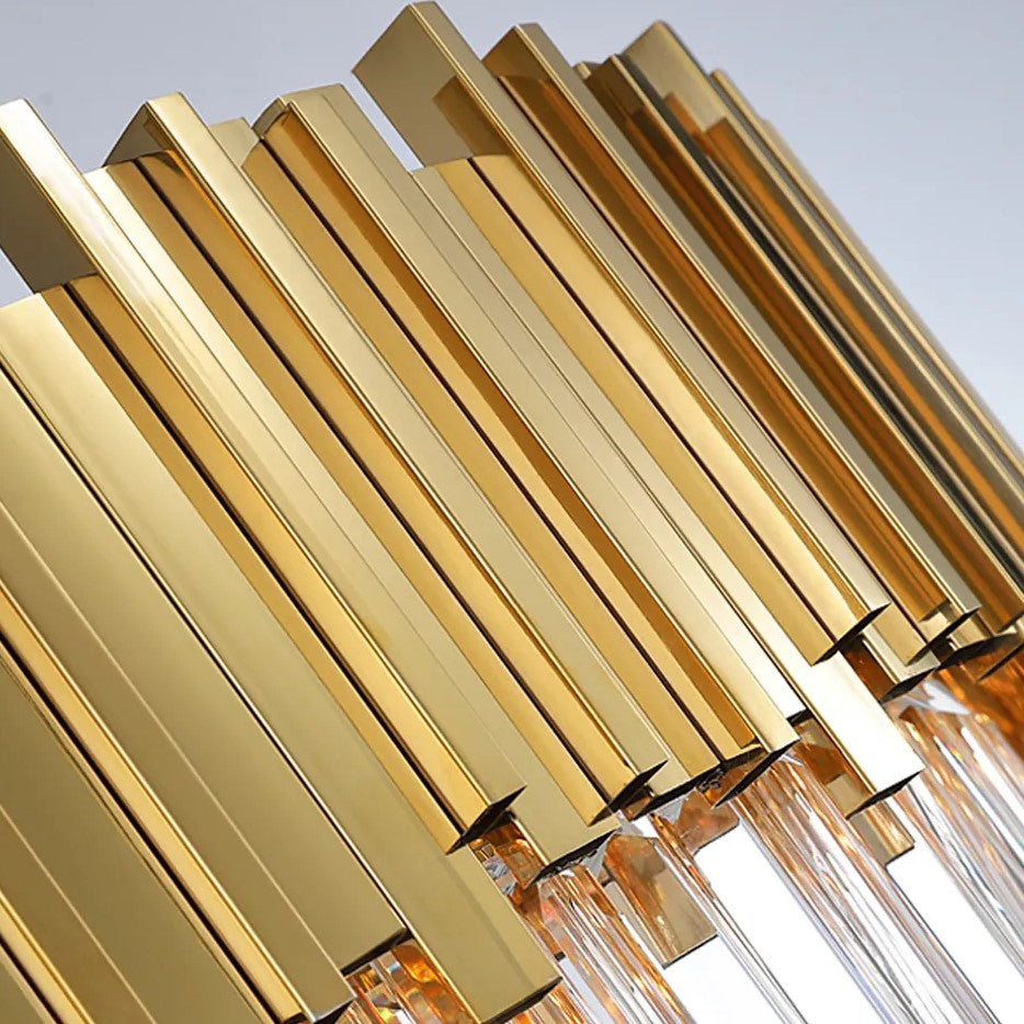 Gold/Silver Round Modern Tiered Metal Crystal Chandelier-MEET LIGHTING