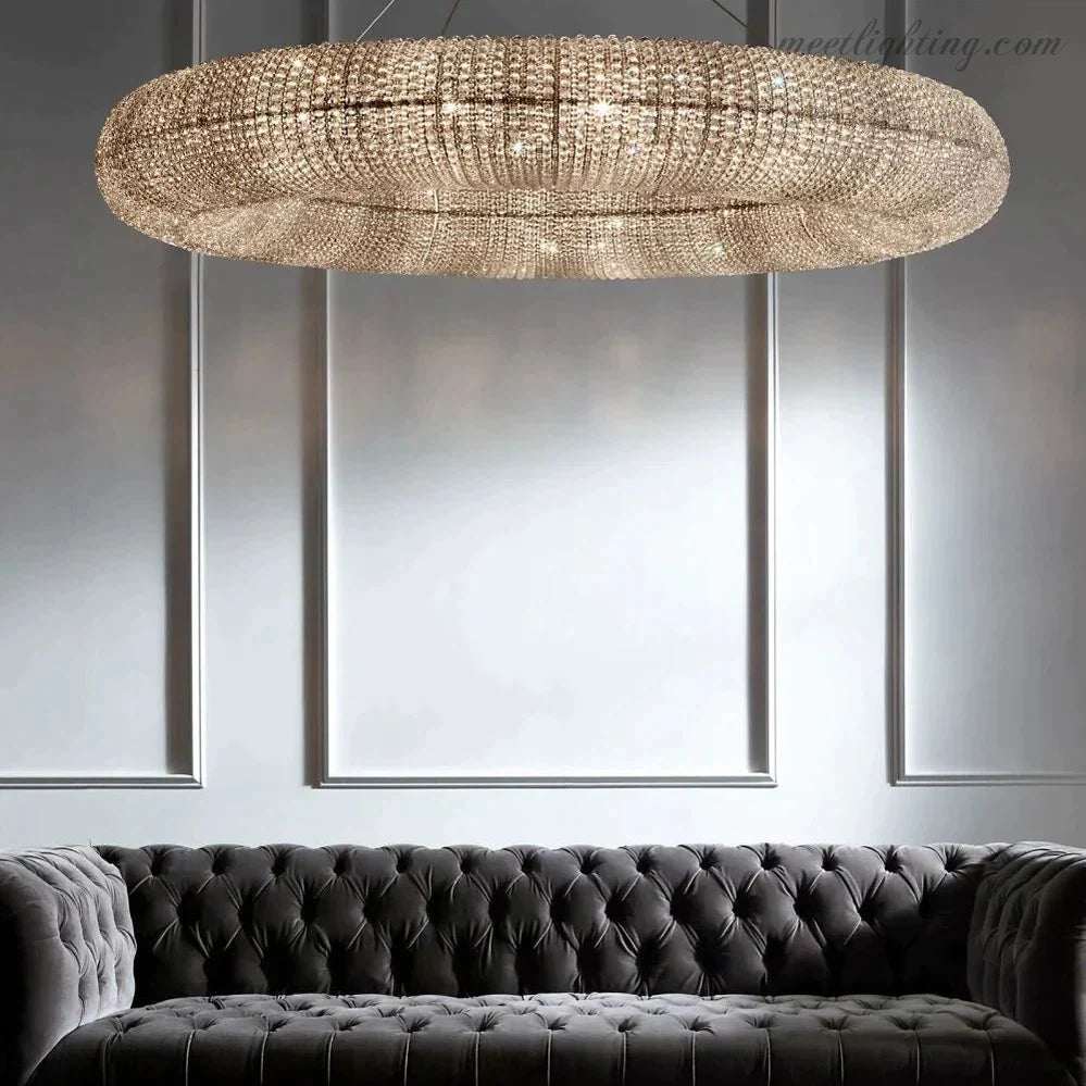 Halo Crystal Aperture Round Chandelier D72"-MEET LIGHTING