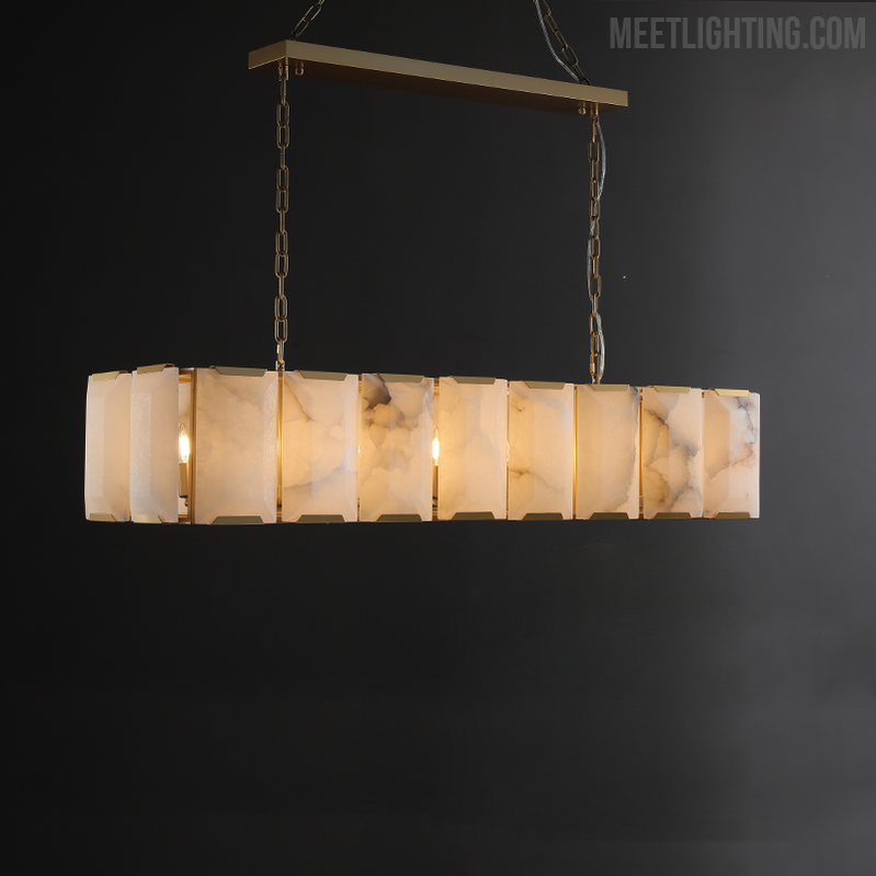 Harlow Calcite Rectangular Chandelier 42"-MEET LIGHTING