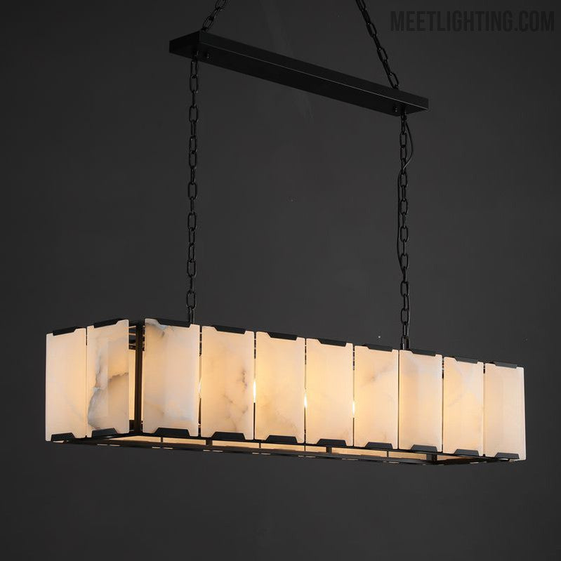 Harlow Calcite Rectangular Chandelier 74"-MEET LIGHTING