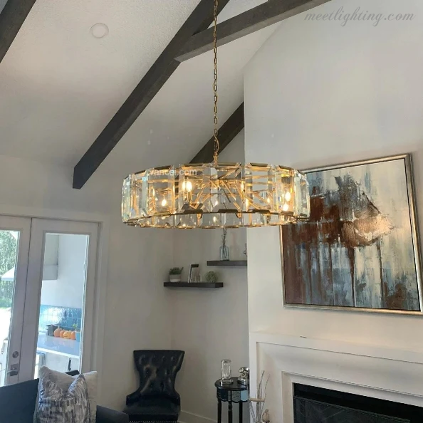 Harlow Crystal Round Chandelier 19"-MEET LIGHTING