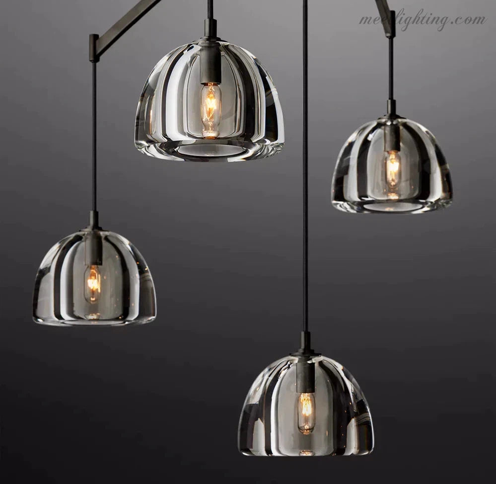 Hemisphere Modern Glass Linear Chandelier 72''-MEET LIGHTING