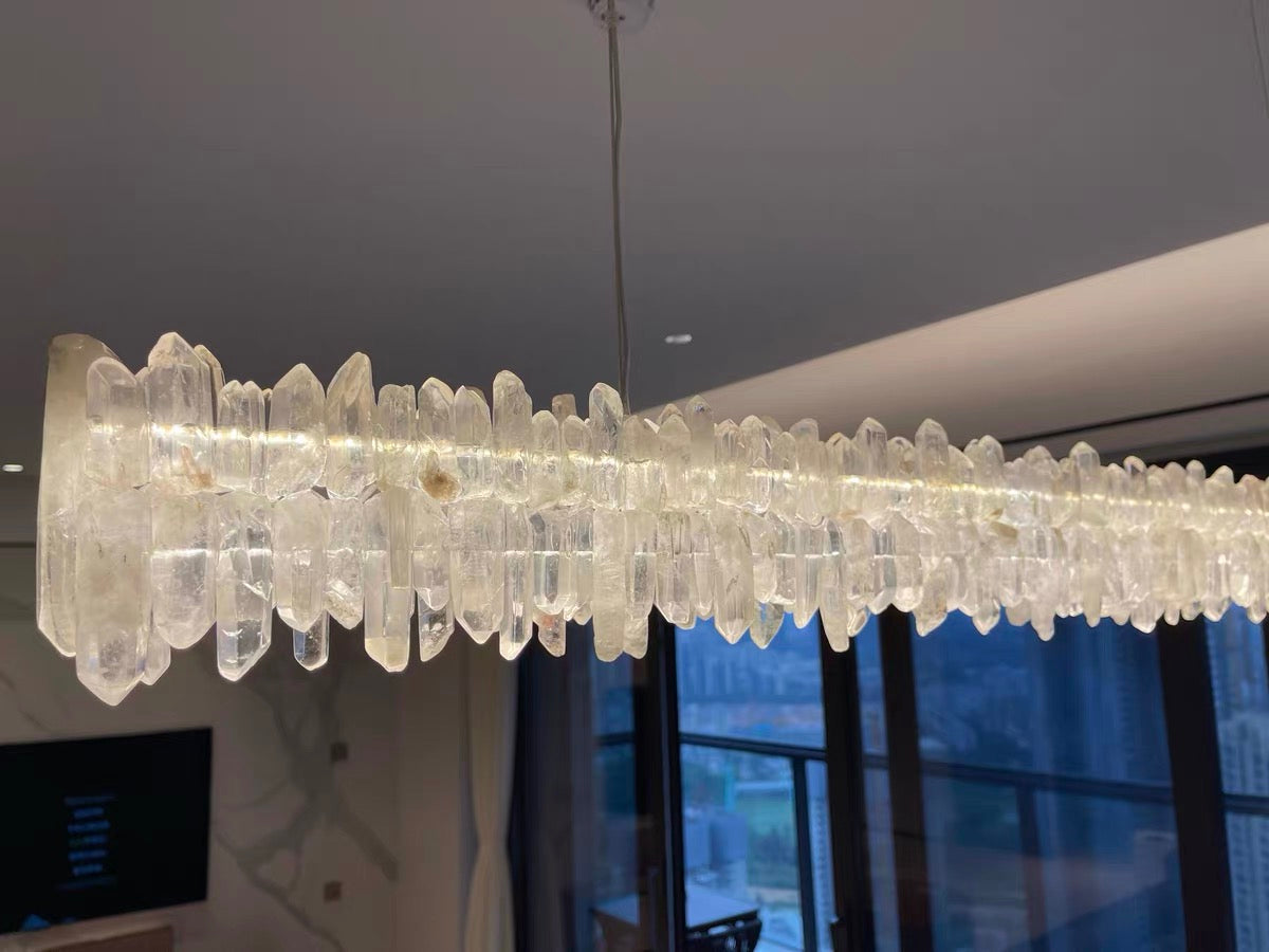 Modern Style Linear Natural Crystal Chandelier-MEET LIGHTING