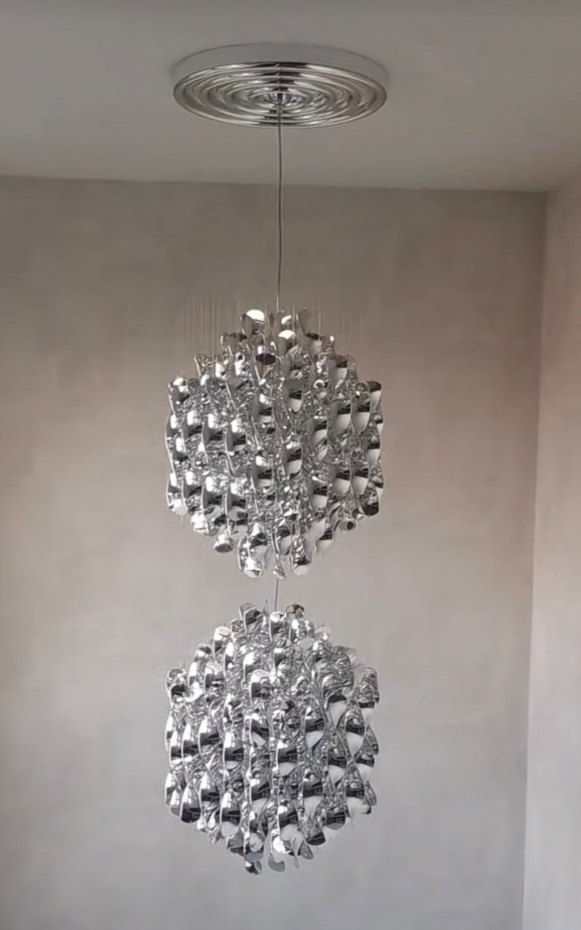 Modern Spiral Wave Chandelier in Silver/Gold-MEET LIGHTING