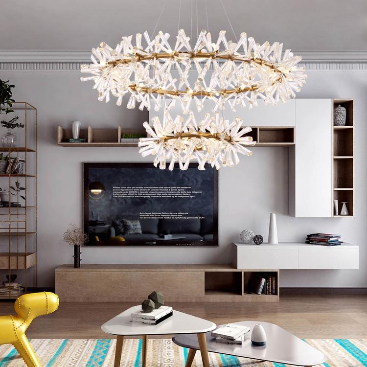 Kylia 2 Tier Ring Crystal Chandelier 72”-MEET LIGHTING