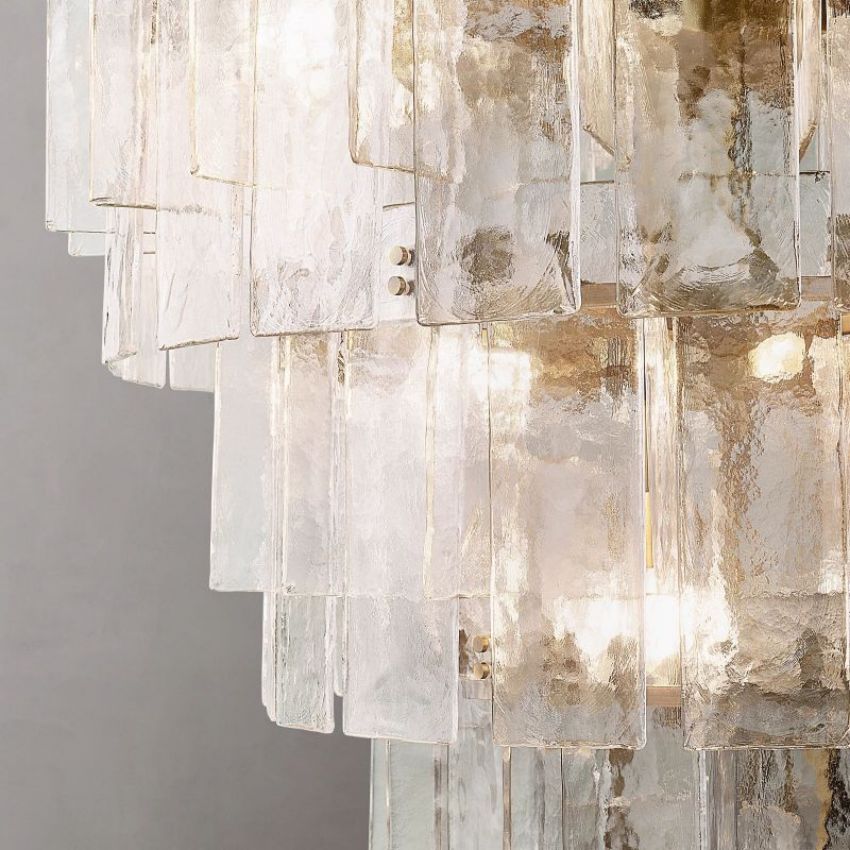 Lattic Clear Glass Tiered Round Chandelier 36"-MEET LIGHTING