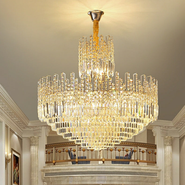 Luxury Hotel Hallway Ceiling Lighting Fixture Large Round Crystal Chandelier For Foyer Living Room Staircase-MEET LIGHTING