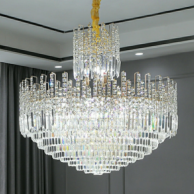 Luxury Hotel Hallway Ceiling Lighting Fixture Large Round Crystal Chandelier For Foyer Living Room Staircase-MEET LIGHTING