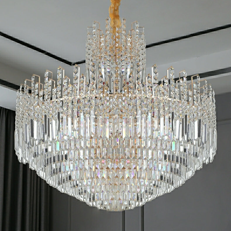 Luxury Hotel Hallway Ceiling Lighting Fixture Large Round Crystal Chandelier For Foyer Living Room Staircase-MEET LIGHTING