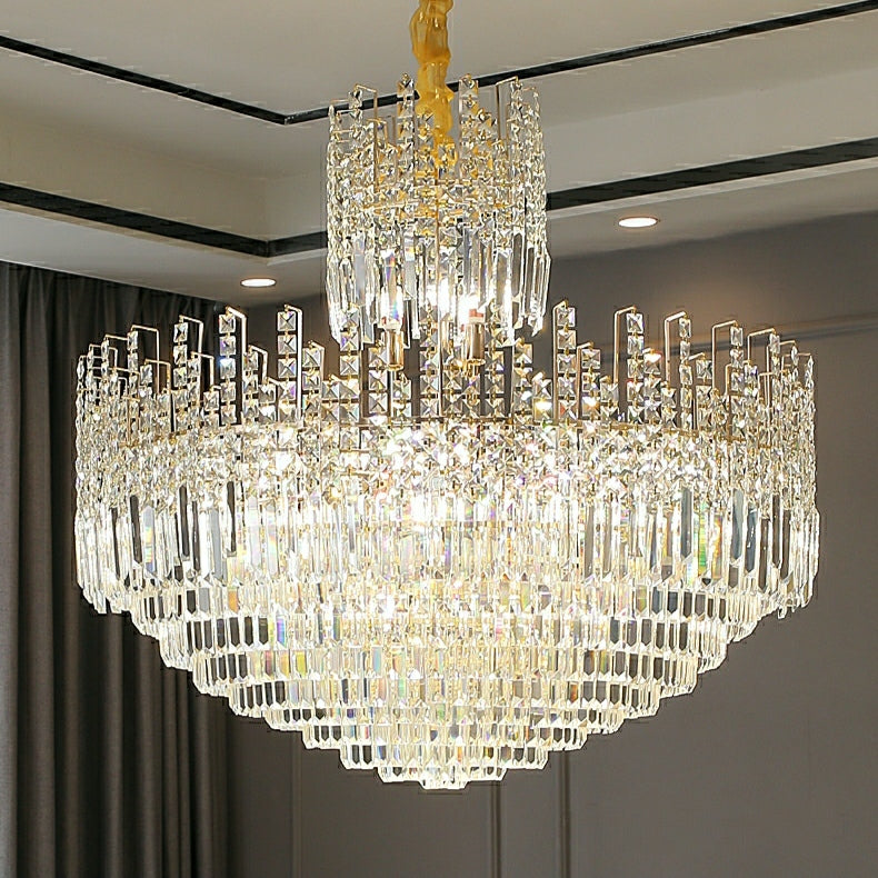 Luxury Hotel Hallway Ceiling Lighting Fixture Large Round Crystal Chandelier For Foyer Living Room Staircase-MEET LIGHTING