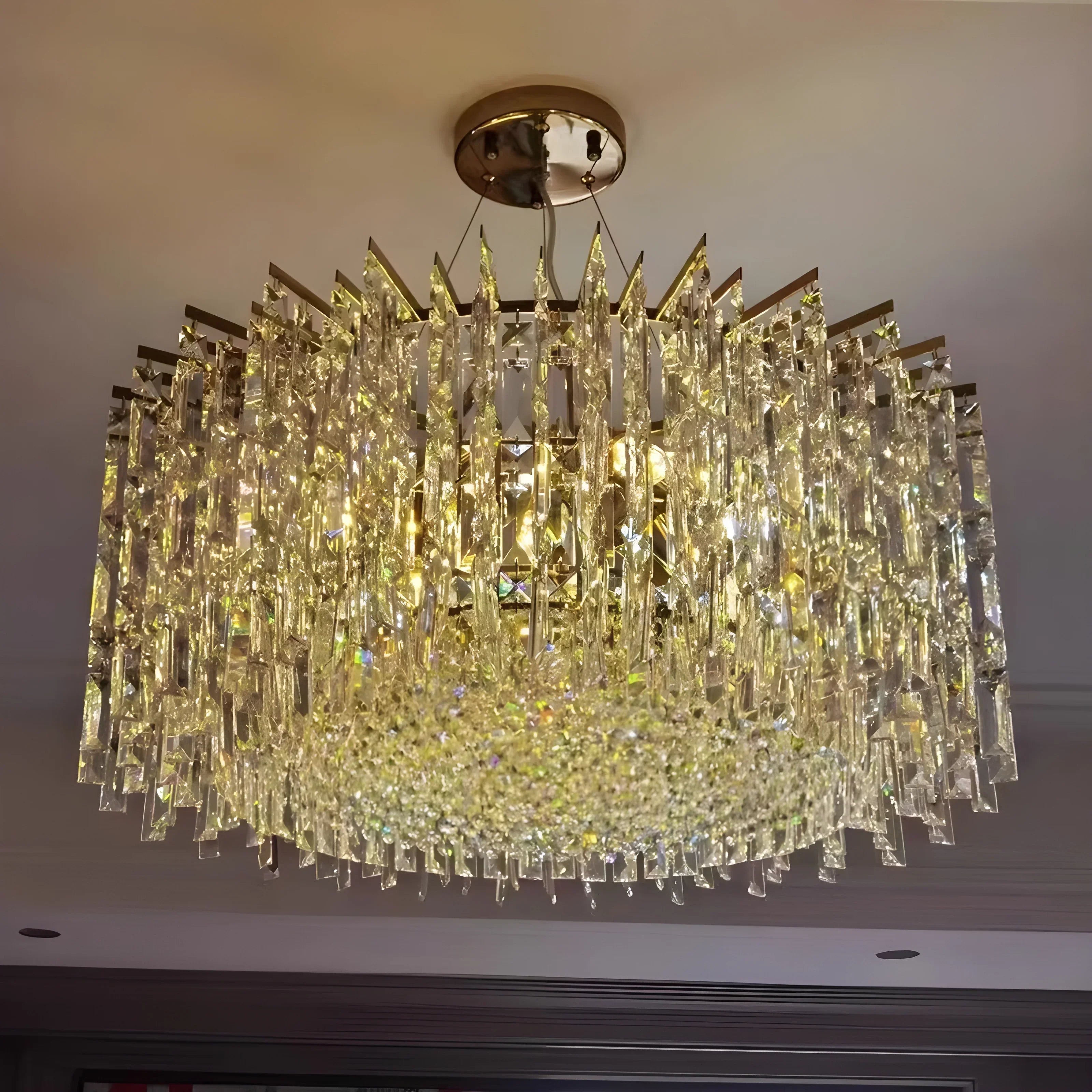 Chrome Silver Stylish Round Crystal Chandelier Modern Ceiling Pendant Light For Living Room/ Bedroom-MEET LIGHTING