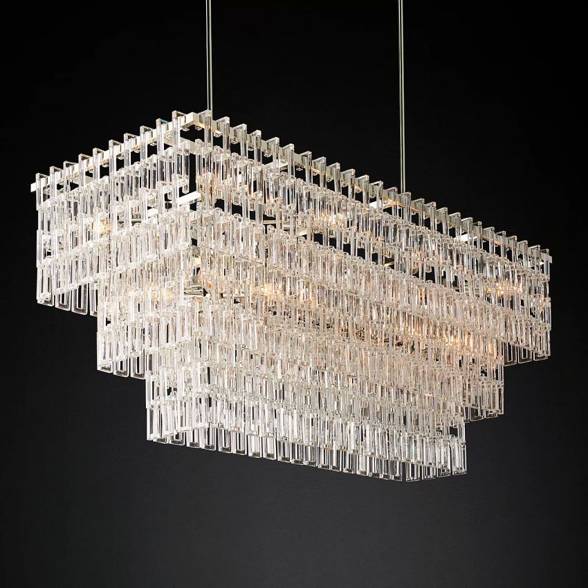 Mariogold 3-Tier Rectangular Chandelier 60"