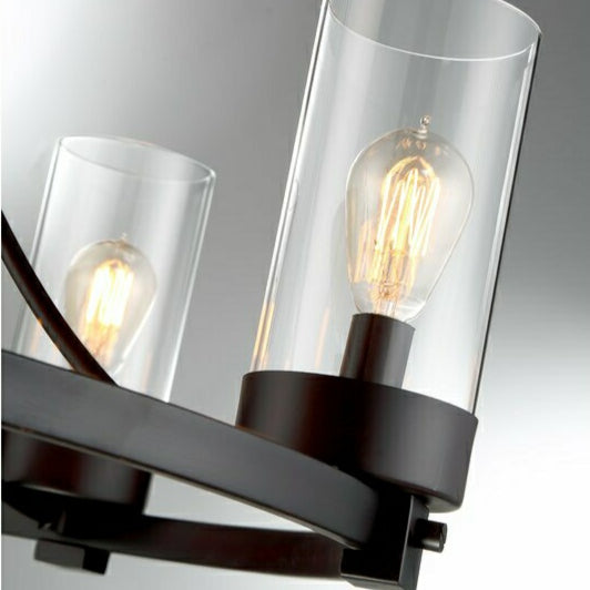 Matte Black/ Chrome Farmhouse Chandeliers 5-Light Wagon Wheel North American Traditional Patio Ceiling Lights-MEET LIGHTING