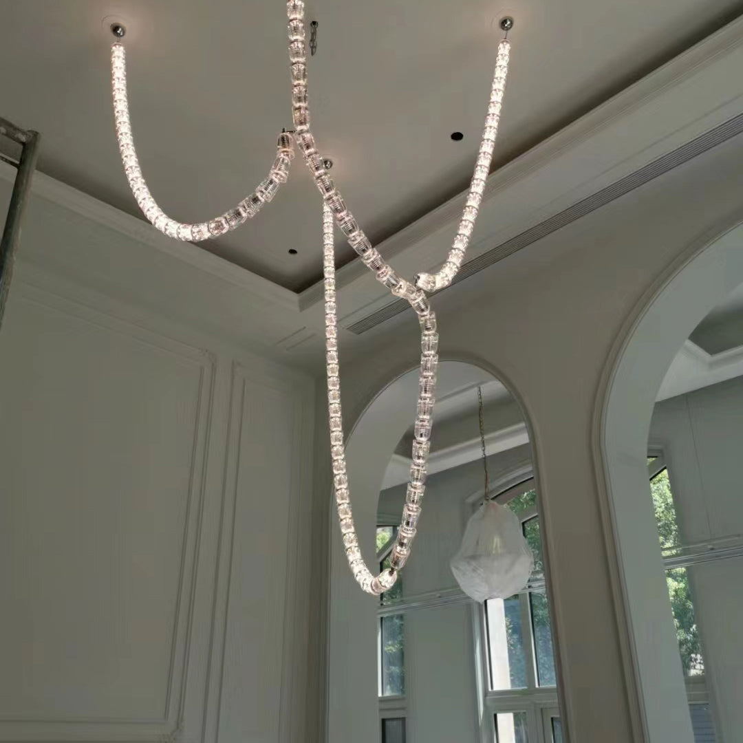 Modern Collier LED Pendant 12ft/10ft(customize)-Meet Lighting